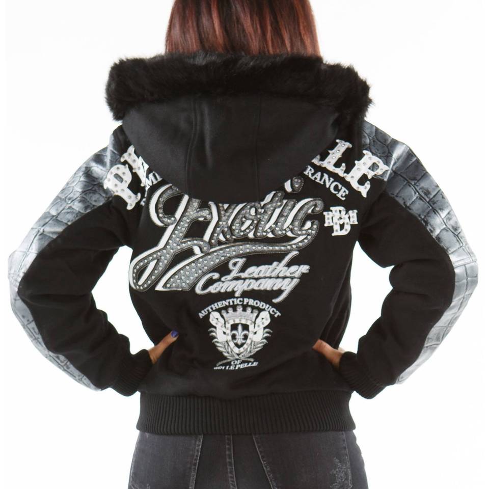 Pelle Pelle Women's 1978 Exotic Black Fur Hood Wool Jacket
