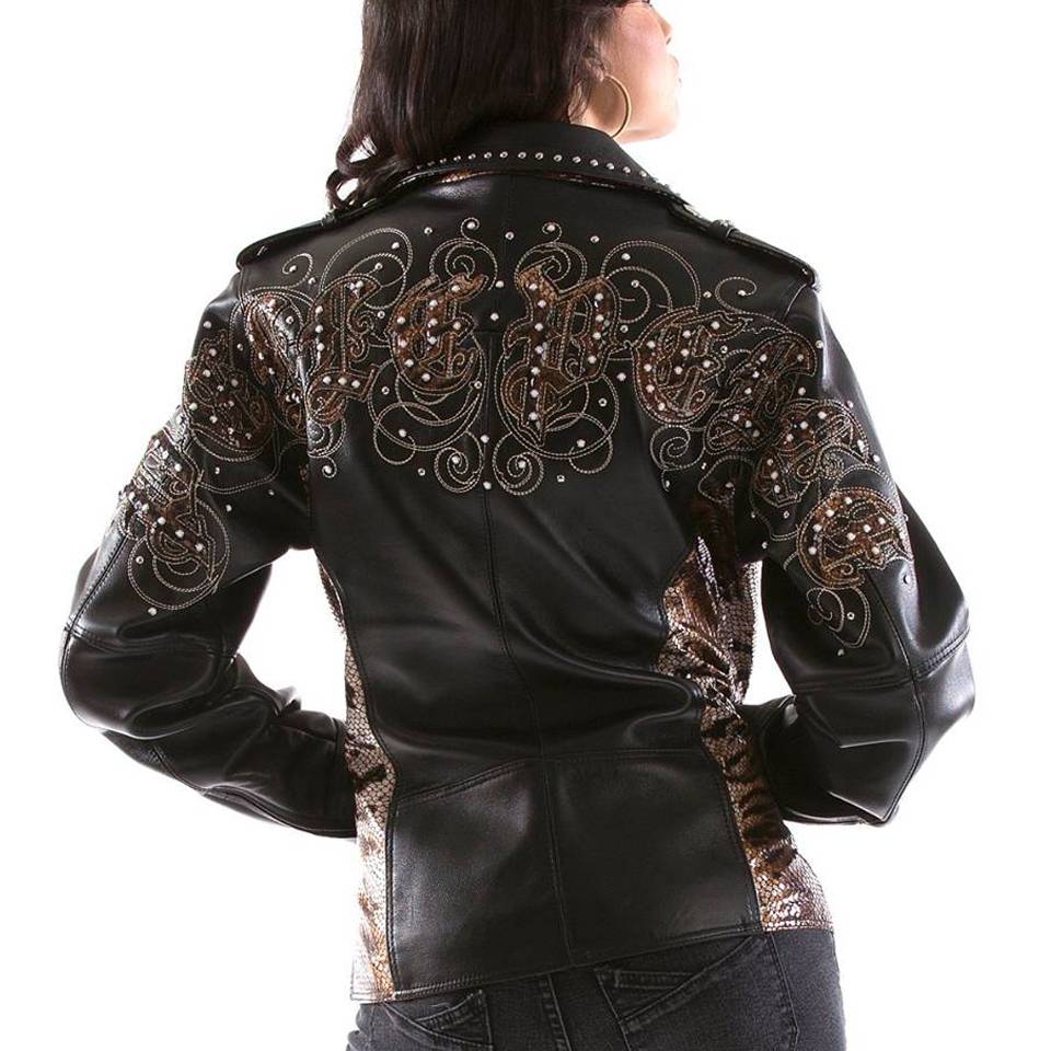 Pelle Pelle Women's Black Biker Genuine Leather Jacket