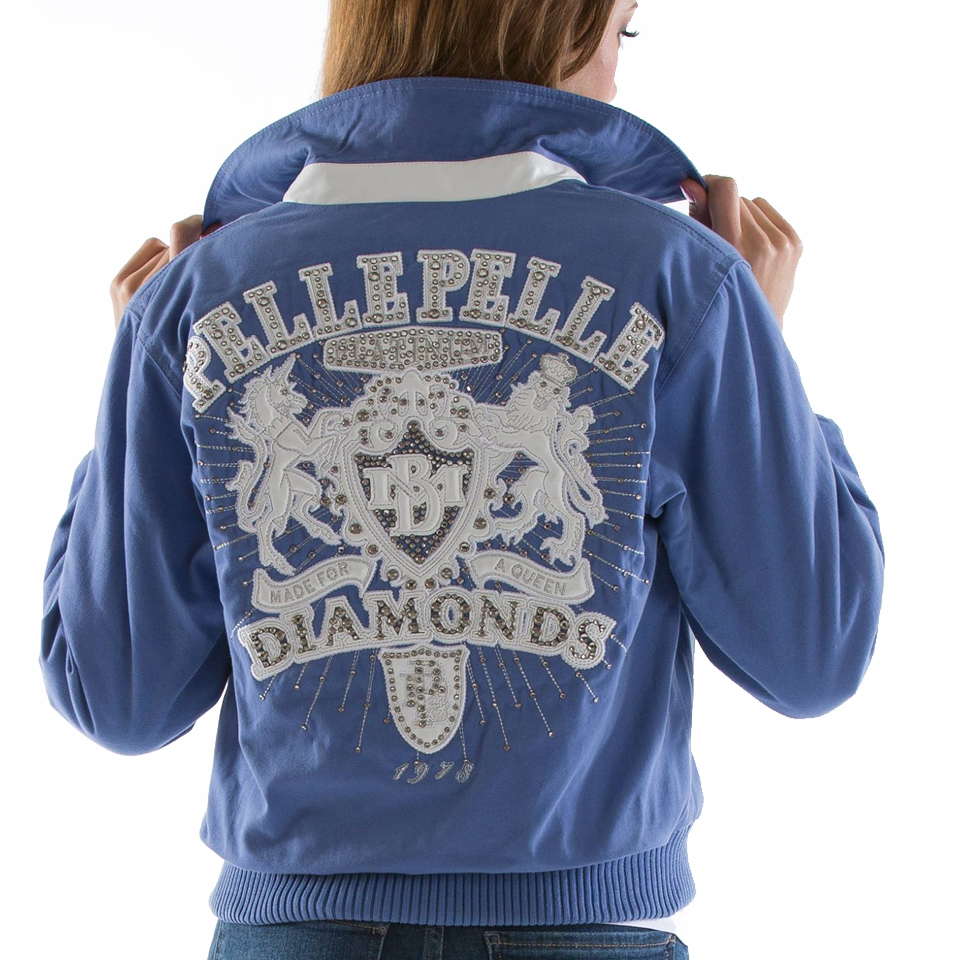 Pelle Pelle Womens Platinum & Diamonds 1978 Blue Wool Jacket
