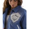 Pelle Pelle Womens Platinum & Diamonds MB 1978 Blue Wool Jacket