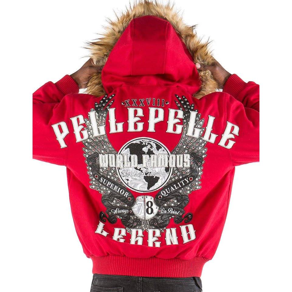 Pelle Pelle World Famous 1978 Fur Hood Red Jacket