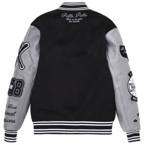 Pelle Pelle World Famous Black and Grey Varsity Wool Jacket