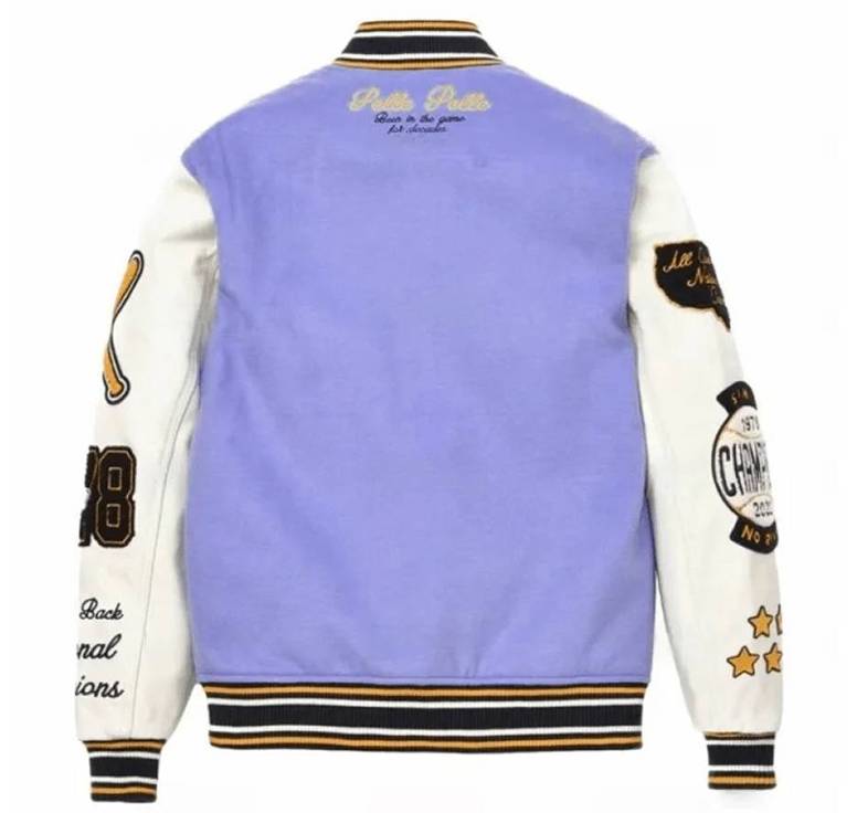 Pelle Pelle World Famous Lavender & White Varsity Wool Jacket