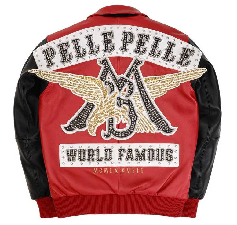 Pelle Pelle World Famous Legend MB Studded Red Real Leather Jacket