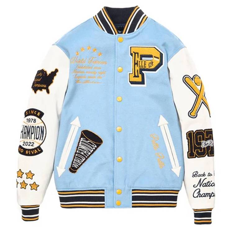 Pelle Pelle World Famous Light Blue Varsity Jacket