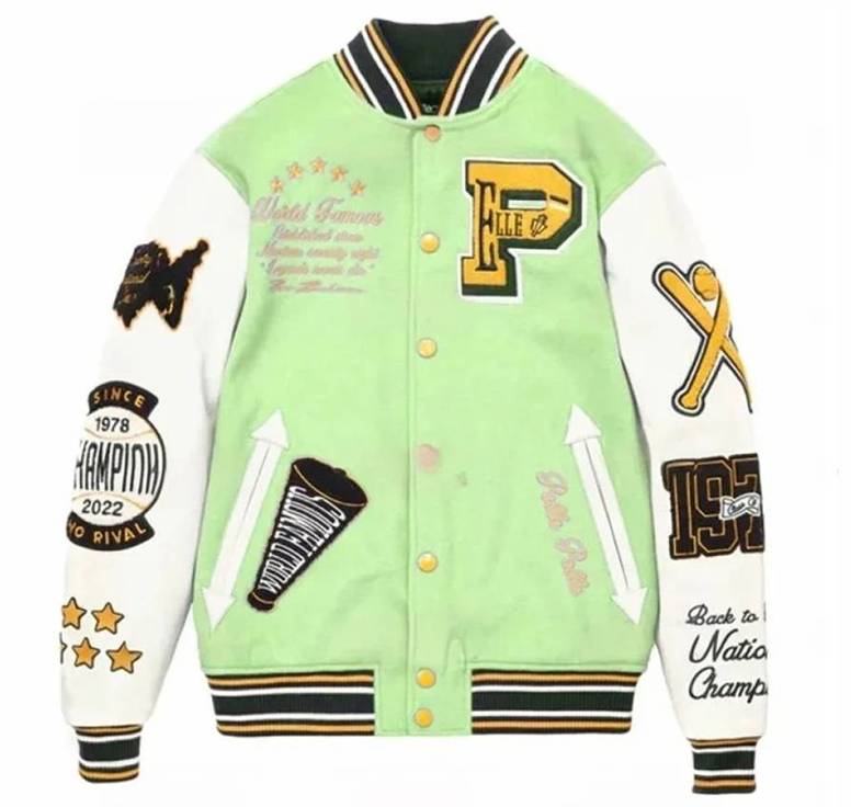 Pelle Pelle World Famous Light Green Varsity Jacket