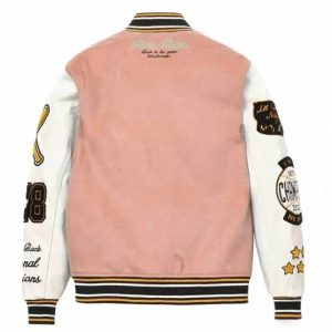 Pelle Pelle World Famous Light Pink Varsity Wool Jacket with Leather Sleeves