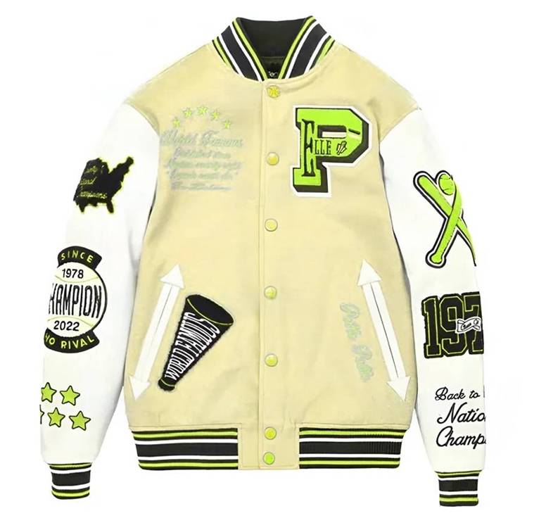 Pelle Pelle World Famous Light Yellow Varsity Jacket