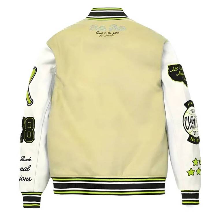 Pelle Pelle World Famous Light Yellow & White Varsity Jacket