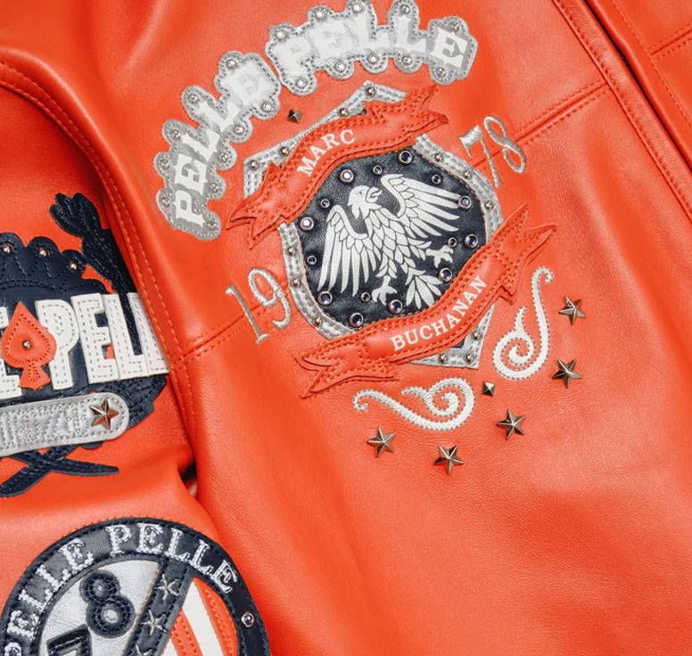 Pelle Pelle World Famous MB 1978 Orange Studded Jacket