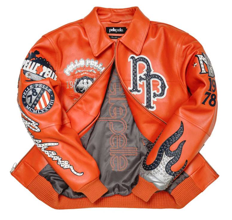 Pelle Pelle World Famous MB Orange Leather Jacket For Men's