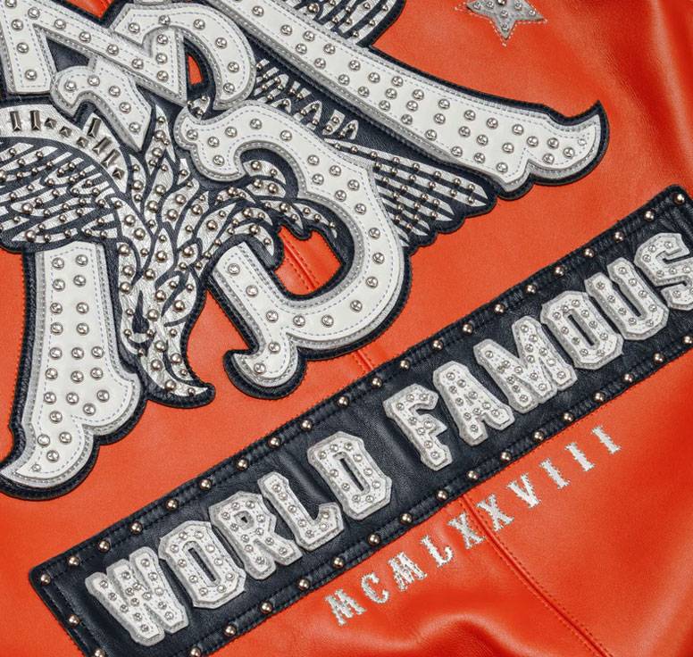 Pelle Pelle World Famous Marc Buchanan Orange Studded Jacket