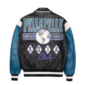 Pelle Pelle World Famous Soda Club Blue Plush Leather Jacket
