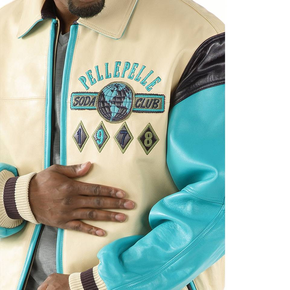Pelle Pelle World Famous Soda Club Cream Plush Men Genuine Leather Jacket