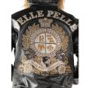 Pelle Pelle World Wide Crest MB Black Fur Hooded Genuine Leather Jacket