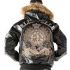 Pelle Pelle World Wide Crest MB Black Fur Hooded Leather Jacket