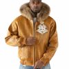 Pelle Pelle World Wide Crest Mustard Fur Hood Jacket