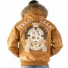 Pelle Pelle World Wide Crest Mustard Fur Hood Leather Jacket