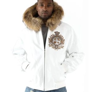 Pelle Pelle World Wide Crest White Fur Hood Jacket
