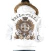 Pelle Pelle World Wide Crest White Fur Hood Leather Jacket