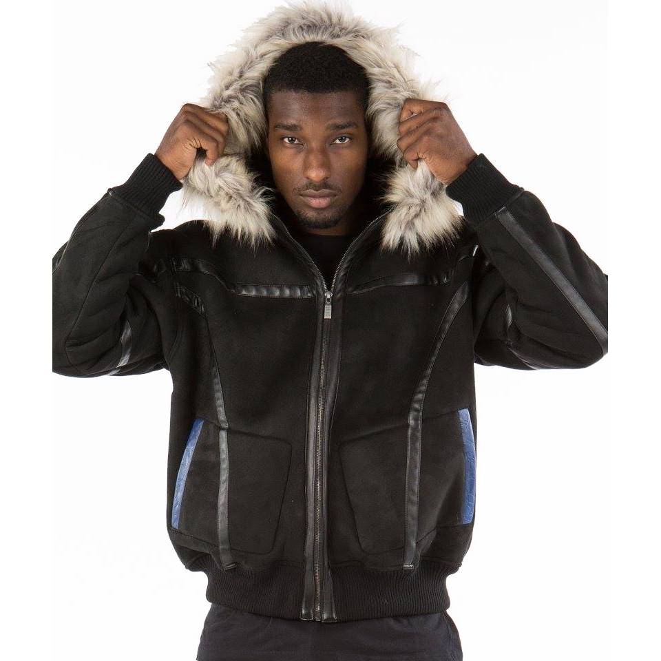 Pelle Pelle Yoke Shearling Black Fur Hood Jacket
