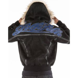 Pelle Pelle Yoke Shearling Black Fur Hooded Wool Jacket
