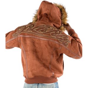 Pelle Pelle Yoke Shearling Brown Fur Hooded Men Wool Jacket