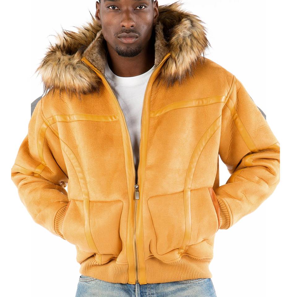Pelle Pelle Yoke Shearling Yellow Fur Hood Jacket