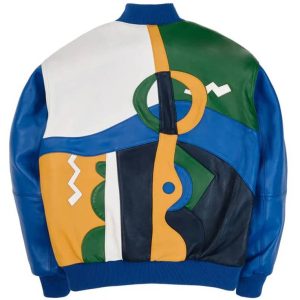 Picasso Pelle Pelle Plush Blue and White Leather Jacket