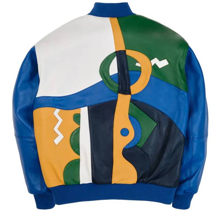 Picasso Pelle Pelle Plush Blue and White Leather Jacket