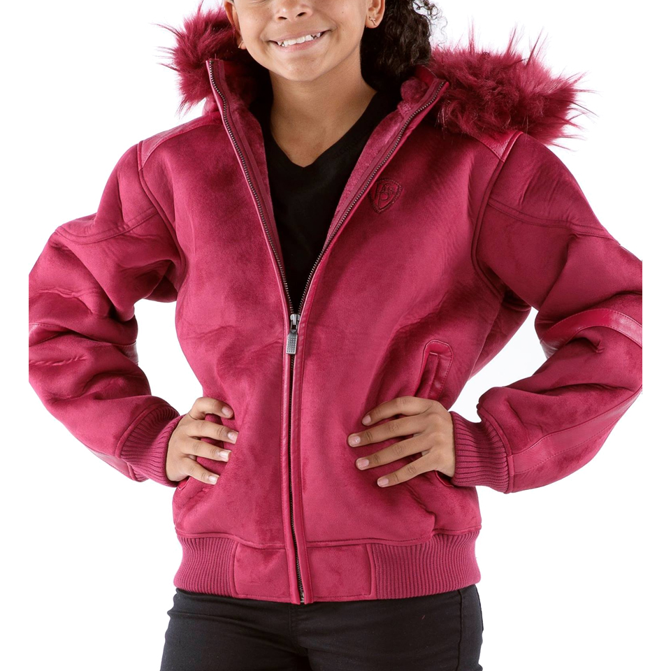 Pink Pelle Pelle Wings Fur Hood Kids Jacket