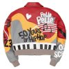 Red Pelle Pelle 50 Years of Hip Hop Crop Genuine Leather Jacket