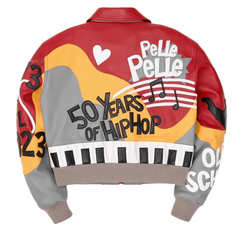 Red Pelle Pelle 50 Years of Hip Hop Crop Genuine Leather Jacket