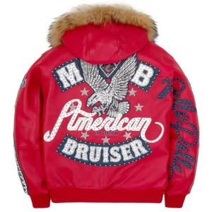 Red Pelle Pelle American Bruiser MB Fur Hooded Jacket