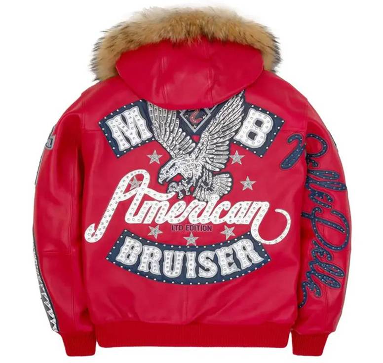 Red Pelle Pelle American Bruiser MB Fur Hooded Jacket