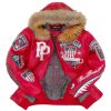 Red Pelle Pelle American Bruiser MB Fur Hooded Leather Jacket