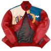 Red and White Pelle Pelle Picasso Plush Genuine Leather Jacket