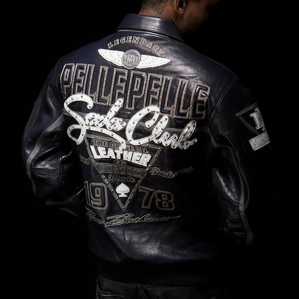 Soda Club Pelle Pelle MB 1978 Navy Blue Leather Jacket