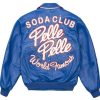 Soda Club Pelle Pelle World Famous Blue Leather Jacket