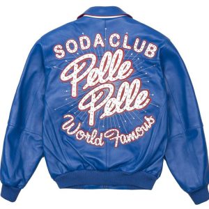 Soda Club Pelle Pelle World Famous Blue Leather Jacket