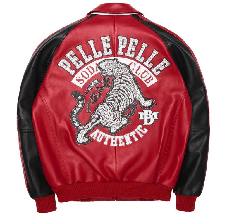 Soda Club Tiger Pelle Pelle Red Genuine Leather Jacket