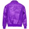Unisex Purple Pelle Pelle Puff Plush Hight Quality Leather Jacket