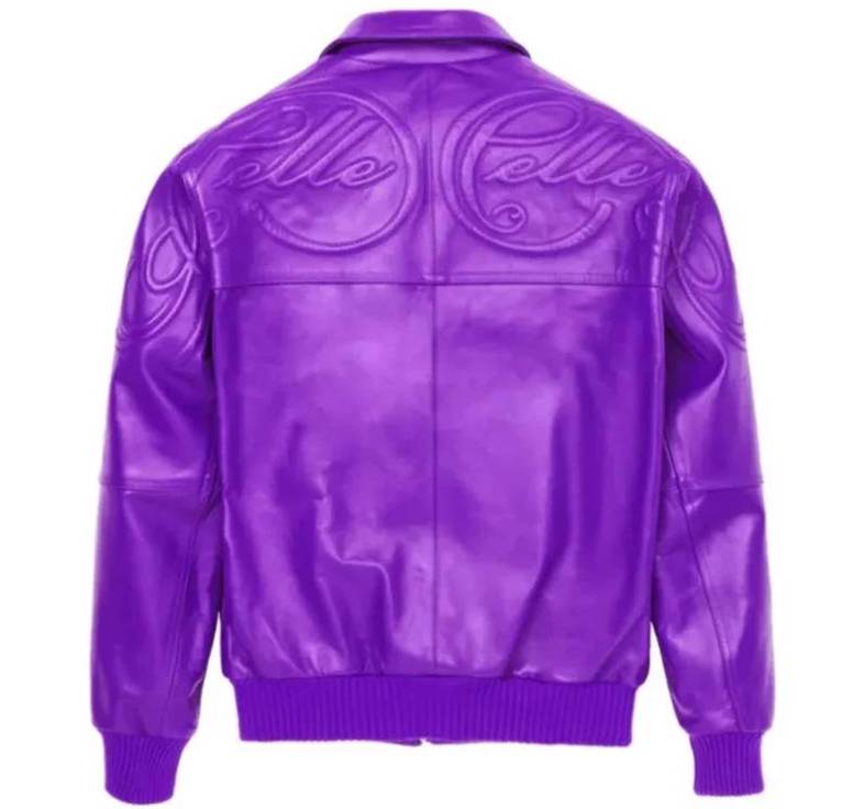 Unisex Purple Pelle Pelle Puff Plush Hight Quality Leather Jacket