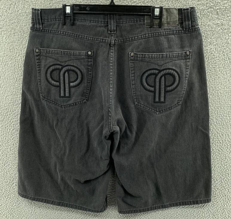 Vintage Pelle Pelle Black Baggy Embroidered Jorts
