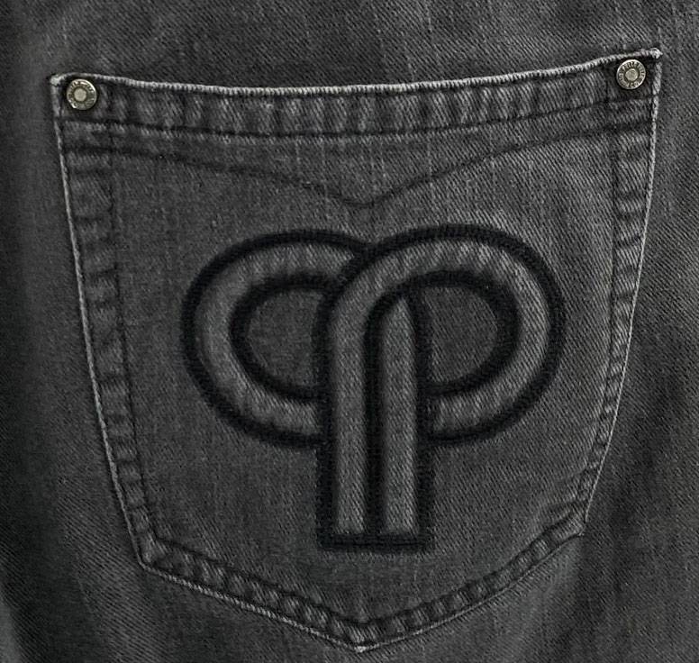 Vintage Pelle Pelle Black Baggy Embroidered Shorts