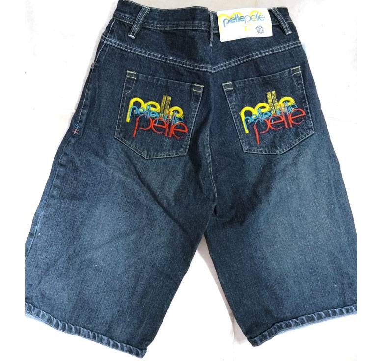 Vintage Pelle Pelle Denim Hip Hop Men Blue Shorts