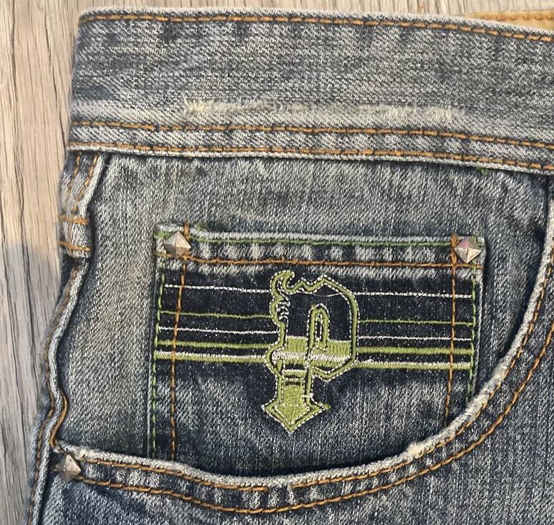 Vintage Pelle Pelle Hip Hop Studded Embroidered Jean Jorts