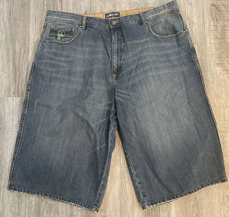 Vintage Pelle Pelle Hip Hop Studded Embroidered Jean Shorts