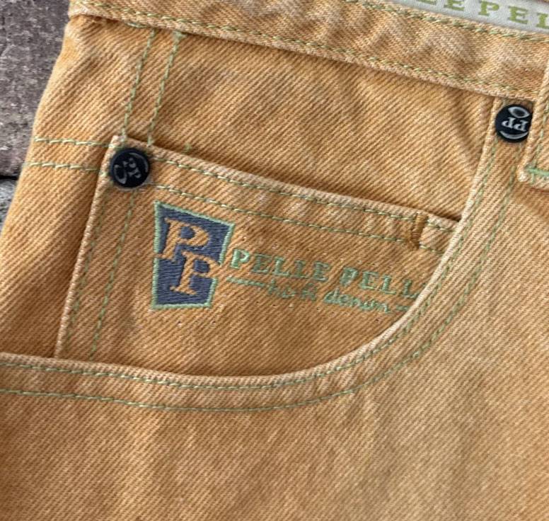 Vintage Pelle Pelle Marc Buchanan Yellow Zip Pockets Denim Shorts
