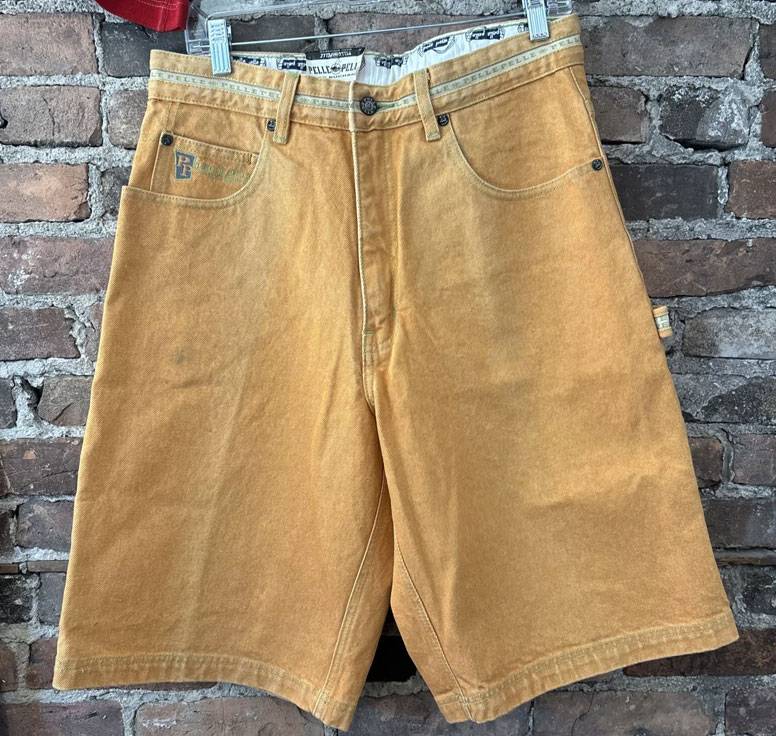 Vintage Pelle Pelle Marc Buchanan Yellow Zip Pockets Shorts